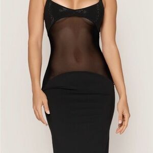 POSH MIA DELILAH DRESS SIZE S / small black long dress mesh NEW